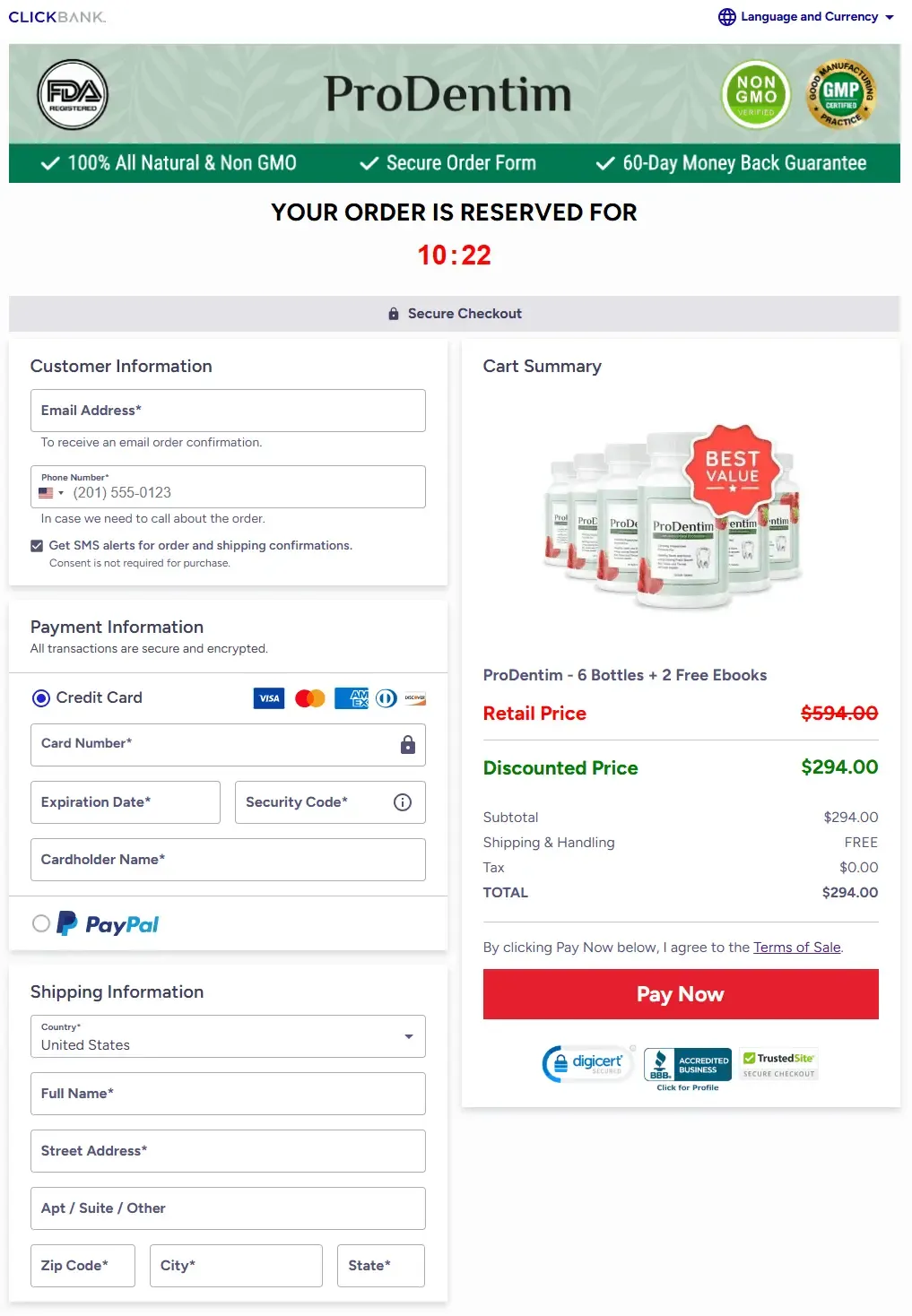 ProDentim Secure Order Checkout